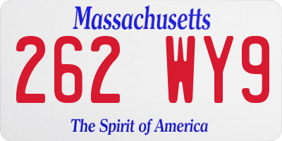 MA license plate 262WY9