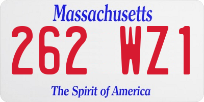 MA license plate 262WZ1