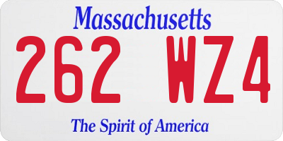 MA license plate 262WZ4