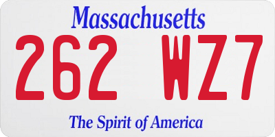 MA license plate 262WZ7