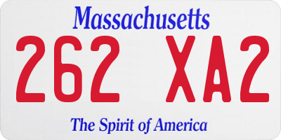 MA license plate 262XA2
