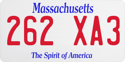 MA license plate 262XA3