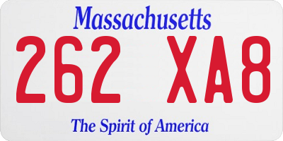 MA license plate 262XA8