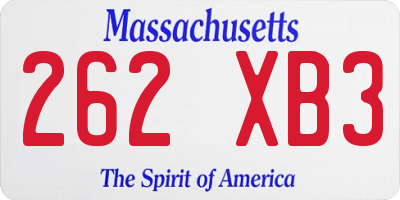 MA license plate 262XB3