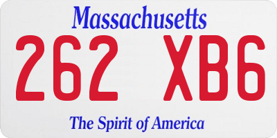 MA license plate 262XB6