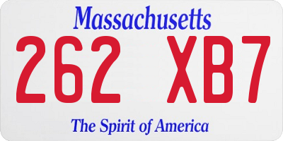 MA license plate 262XB7