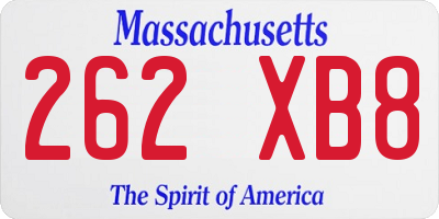 MA license plate 262XB8