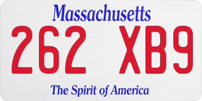 MA license plate 262XB9
