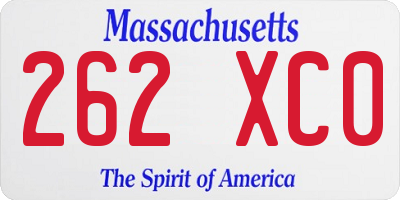 MA license plate 262XC0