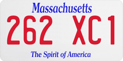MA license plate 262XC1