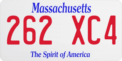 MA license plate 262XC4