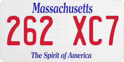 MA license plate 262XC7