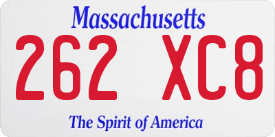 MA license plate 262XC8