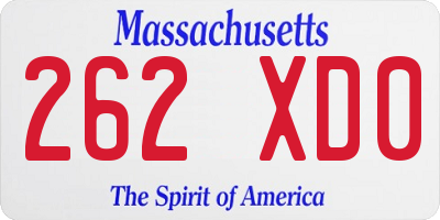 MA license plate 262XD0