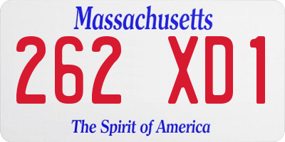 MA license plate 262XD1