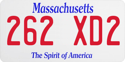 MA license plate 262XD2