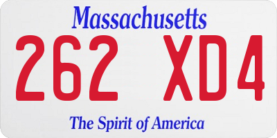 MA license plate 262XD4