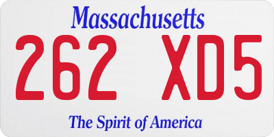 MA license plate 262XD5