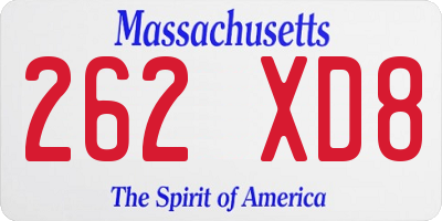 MA license plate 262XD8