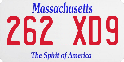 MA license plate 262XD9