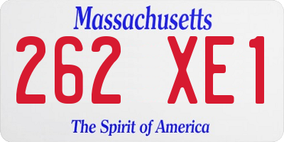 MA license plate 262XE1