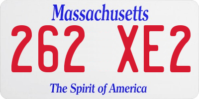 MA license plate 262XE2