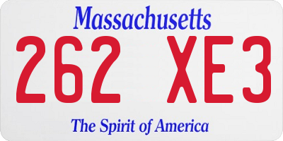 MA license plate 262XE3