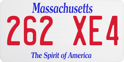 MA license plate 262XE4