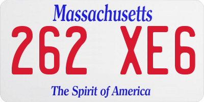 MA license plate 262XE6