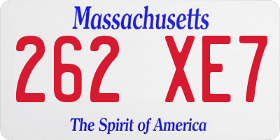 MA license plate 262XE7