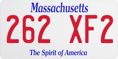 MA license plate 262XF2