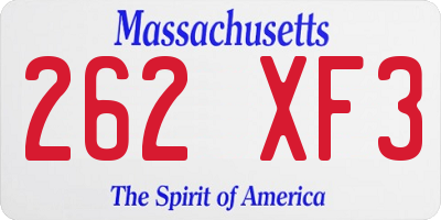 MA license plate 262XF3