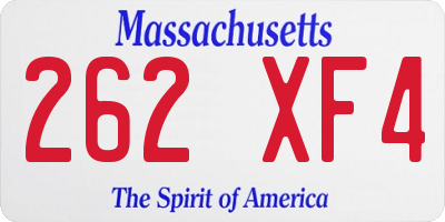 MA license plate 262XF4