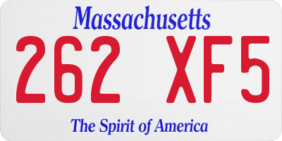 MA license plate 262XF5