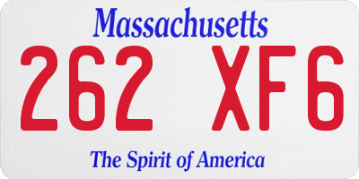 MA license plate 262XF6