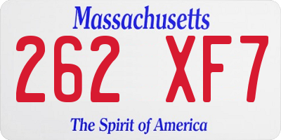 MA license plate 262XF7