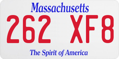 MA license plate 262XF8