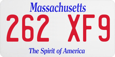 MA license plate 262XF9