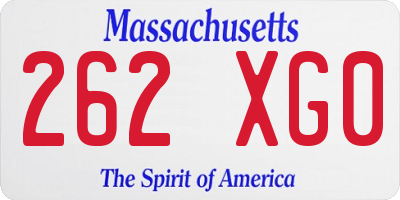 MA license plate 262XG0