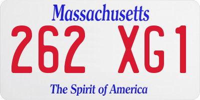 MA license plate 262XG1