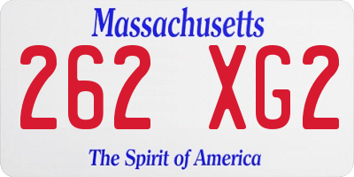 MA license plate 262XG2