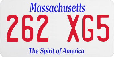 MA license plate 262XG5