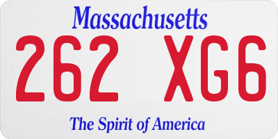 MA license plate 262XG6