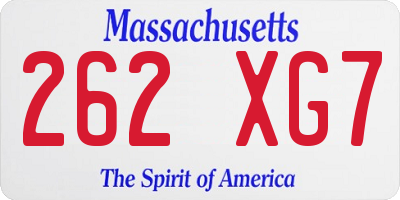 MA license plate 262XG7