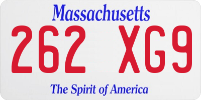 MA license plate 262XG9