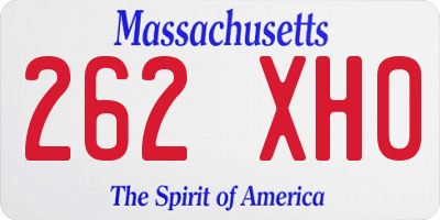 MA license plate 262XH0