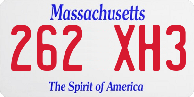 MA license plate 262XH3