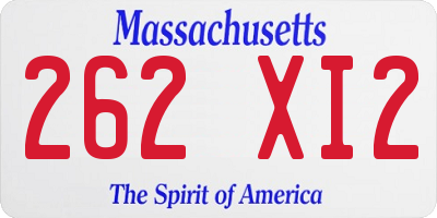 MA license plate 262XI2