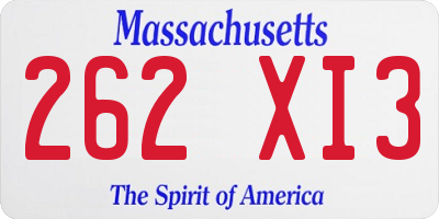 MA license plate 262XI3