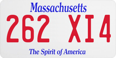 MA license plate 262XI4